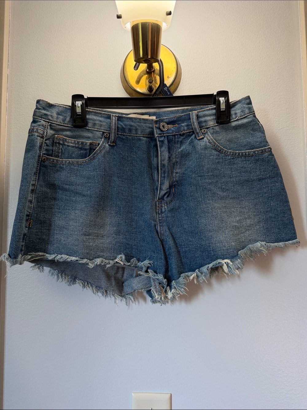 Umgee Blue Distressed Frayed Hem Denim Shorts